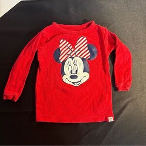 GAP Red Long-Sleeve Minnie Mouse Top with Striped Bow